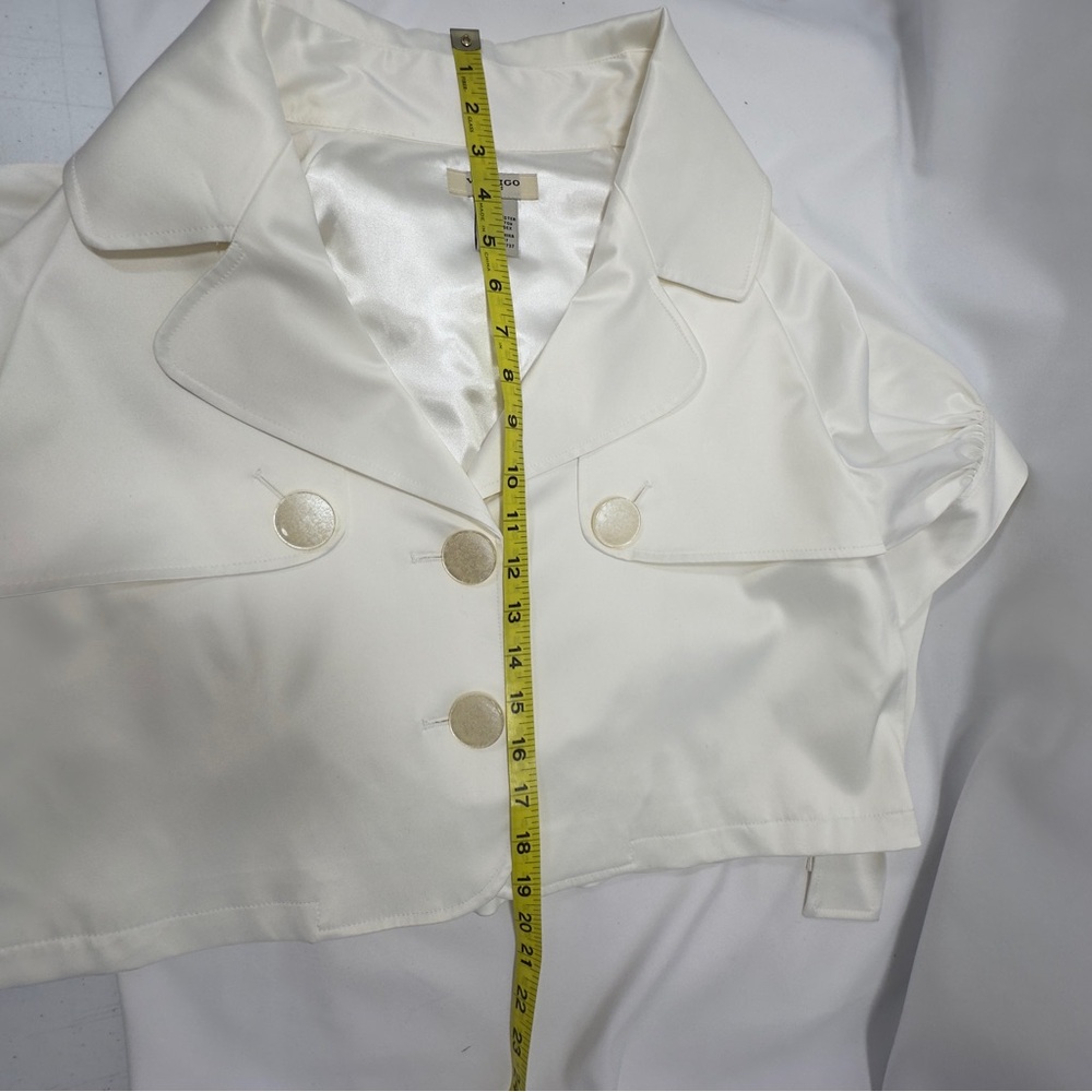 Vertigo Paris Cream Cropped Satin Bomber Jacket - Picture 15 of 16